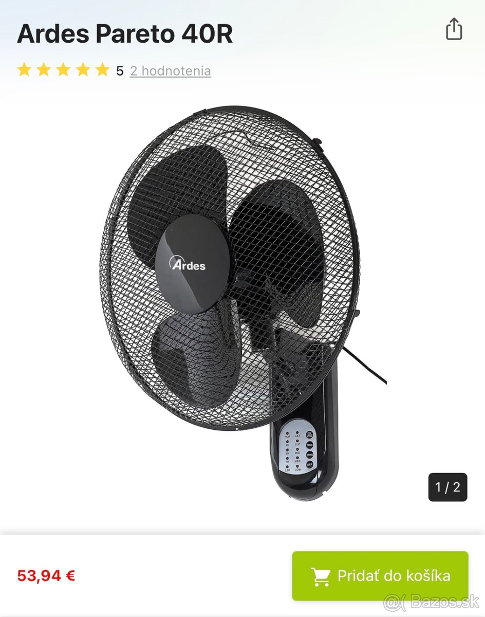 Ventilátor diaľkové ovládanie nový