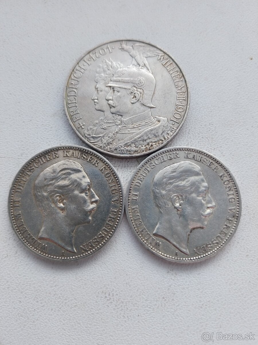 Mince Strieborne 3 a 5 marky nemecko