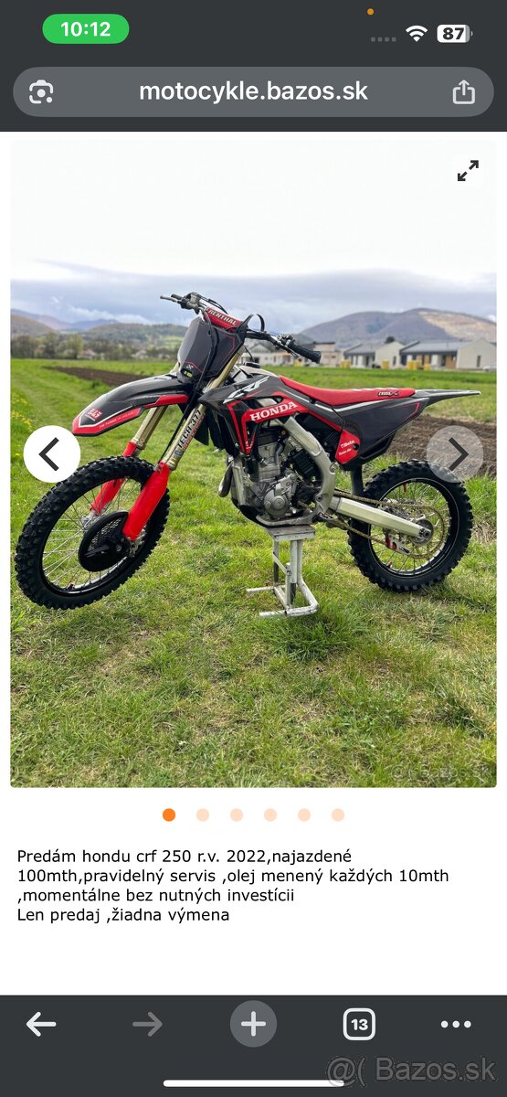 Predám Honda CRF250 2022