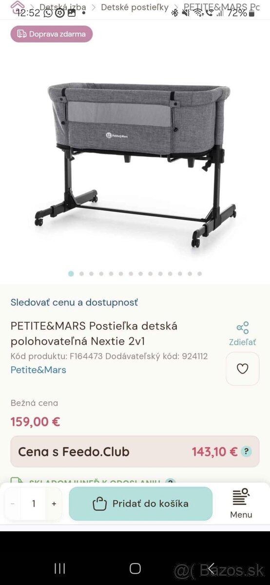 Postieľka detská polohovateľná Nextie 2v1 PETITE&MARS - 2 k