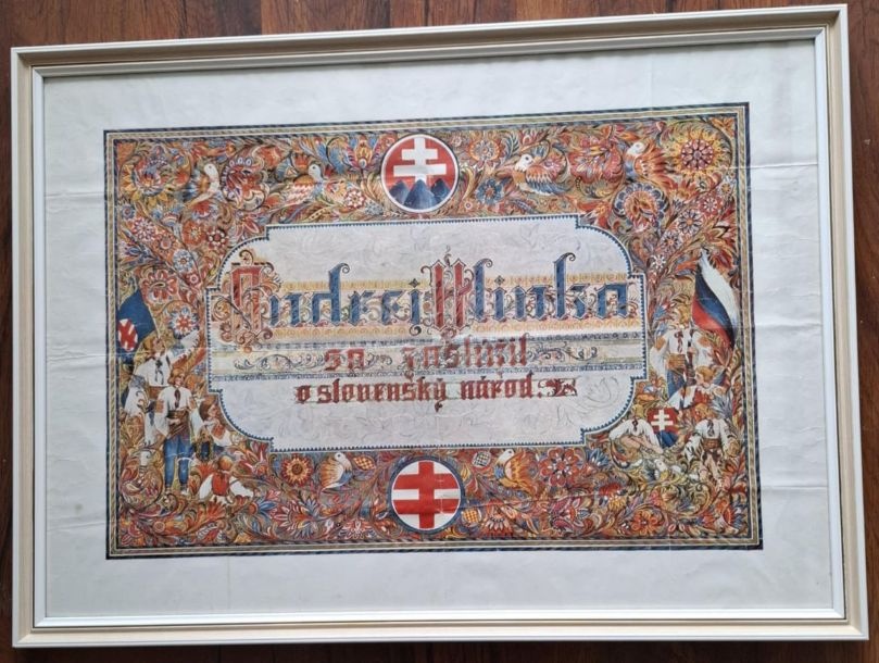 Obraz Š.L.Kostelníček citát Andreja Hlinku