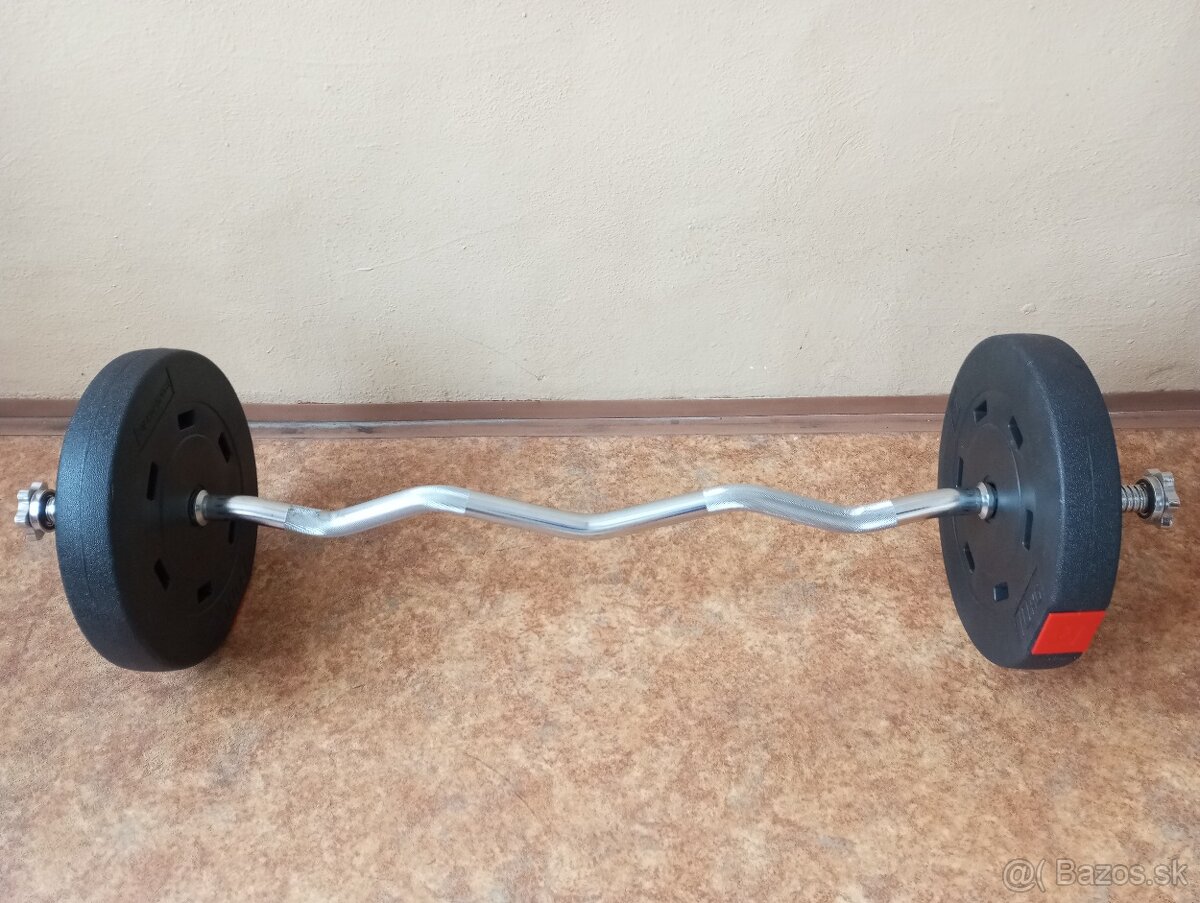 Jemne lomená EZ-činka pochromovaná INSPORTLINE 27 kg - NOVÁ