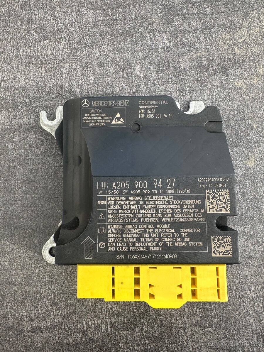 modul riadiaca jednotka airbag MERCEDES W205