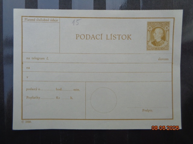 Poštové známky - Slovenský štát - 1939 - 4 FOTO