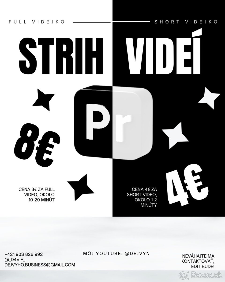 Lacný strih videí – TikTok / YouTube / svadby / Instagram
