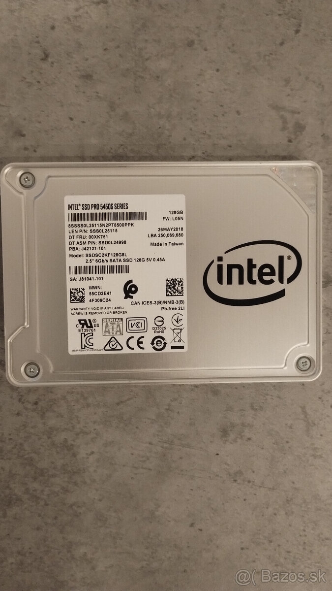 SSD 128GB Intel 2,5" SATAIII