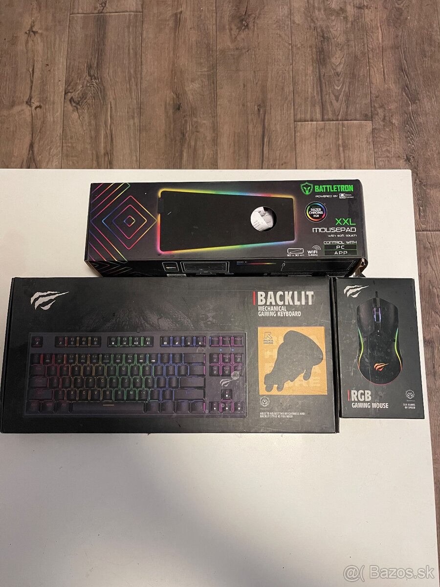 Herný set. Mechanická klavesnica,herná RGB myš,RGB herná pod