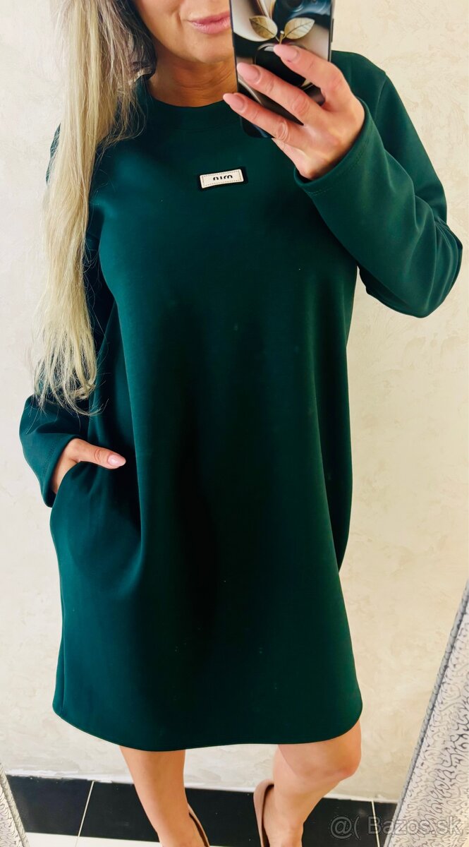 Damske voľne talianske šaty darkgreen