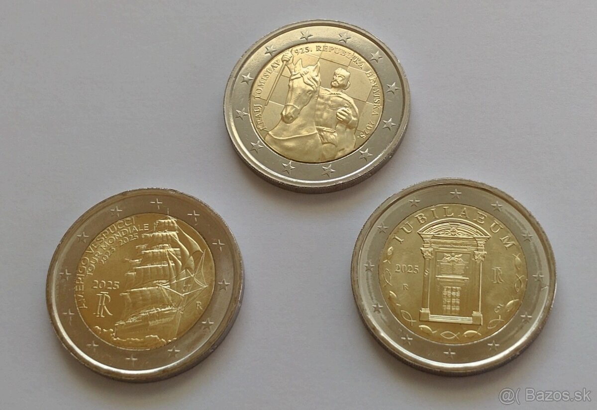 2 euro pamätné euromince 2025 Taliansko, Chorvátsko