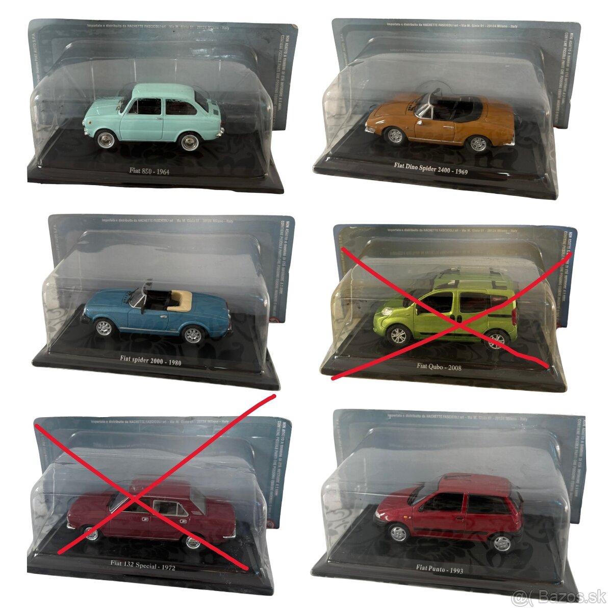 Kovové, zberateľské modely FIAT, mierka 1:43