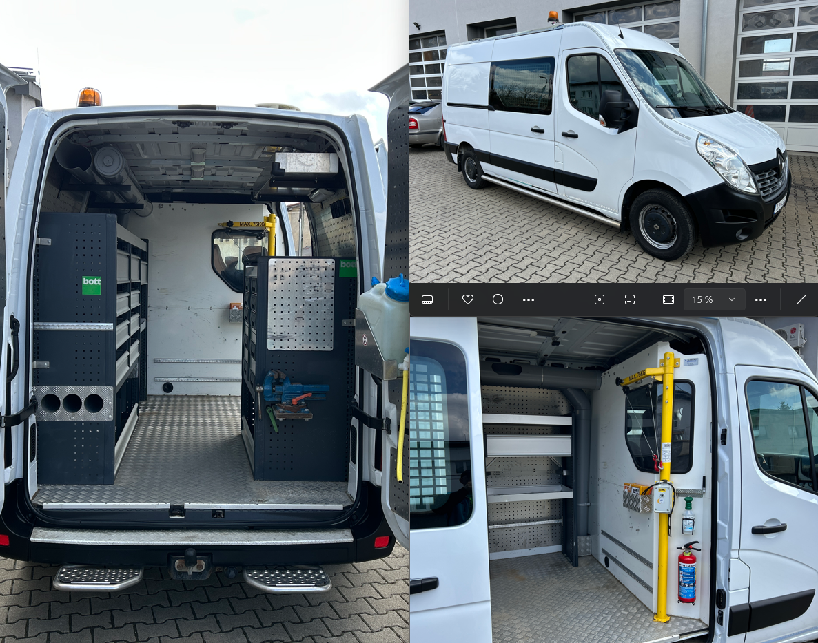 Renault Master 2.3 - regálový systém BOTT + žeriav, DPH
