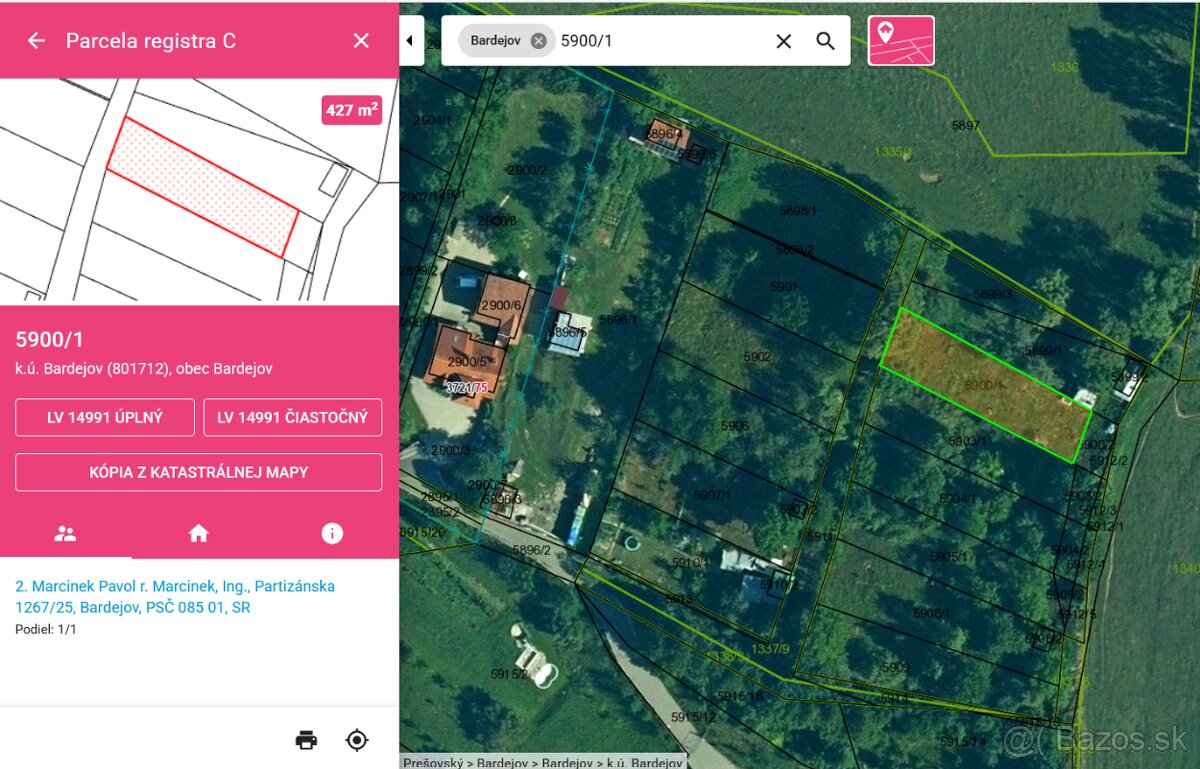 Slnečný, investičný pozemok v Bardejove – 491 m²