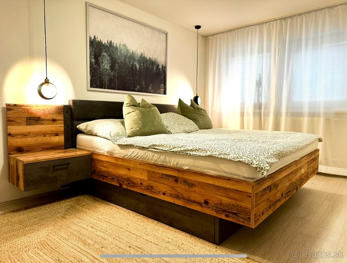 Manželská postel s roštami a matracami 2x 90x200