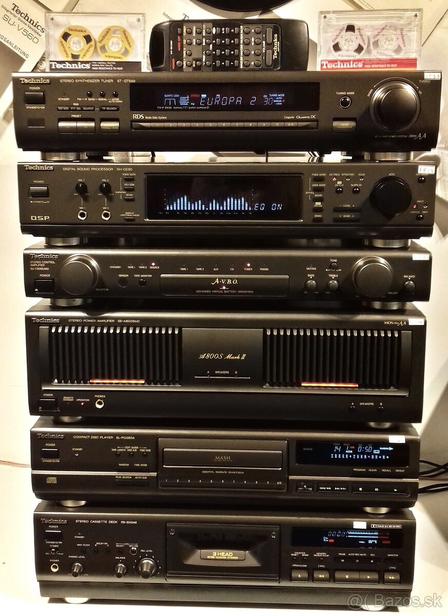 Zostava TECHNICS tuner,equalizer,predz,zos,tape,CD,deck= X02