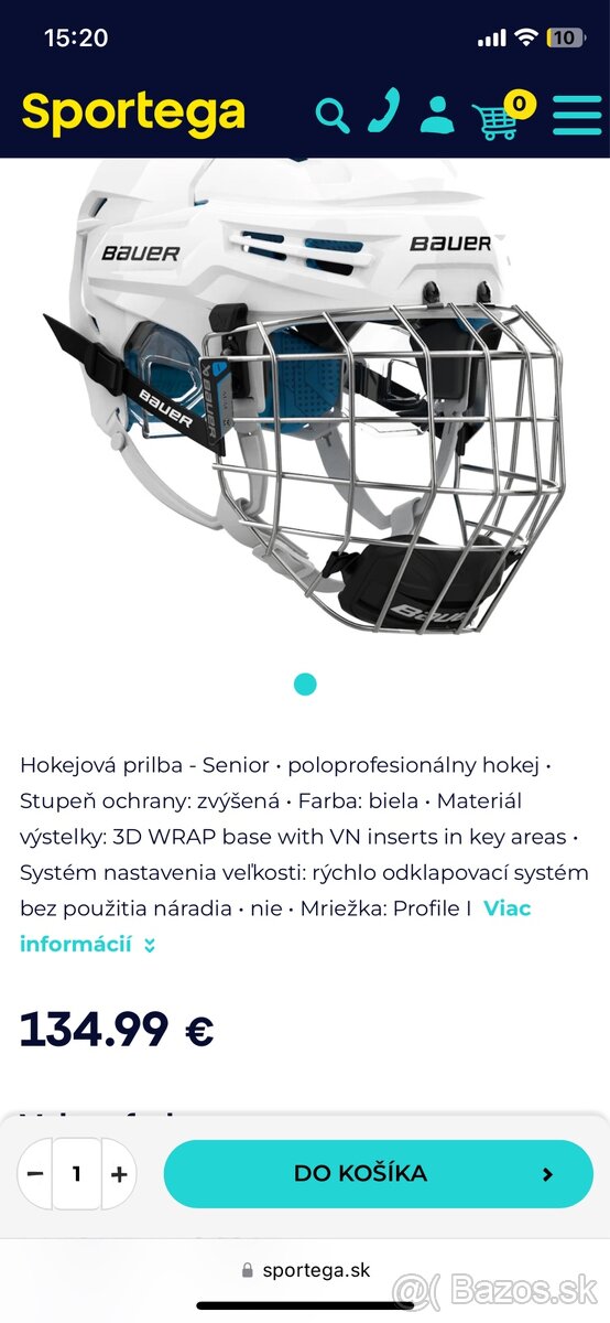 Predám hokejovú helmu Bauer Reakt 65