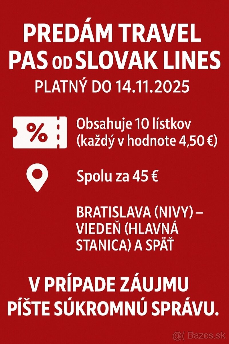 Predám Travel Pas Bratislava - Vieden