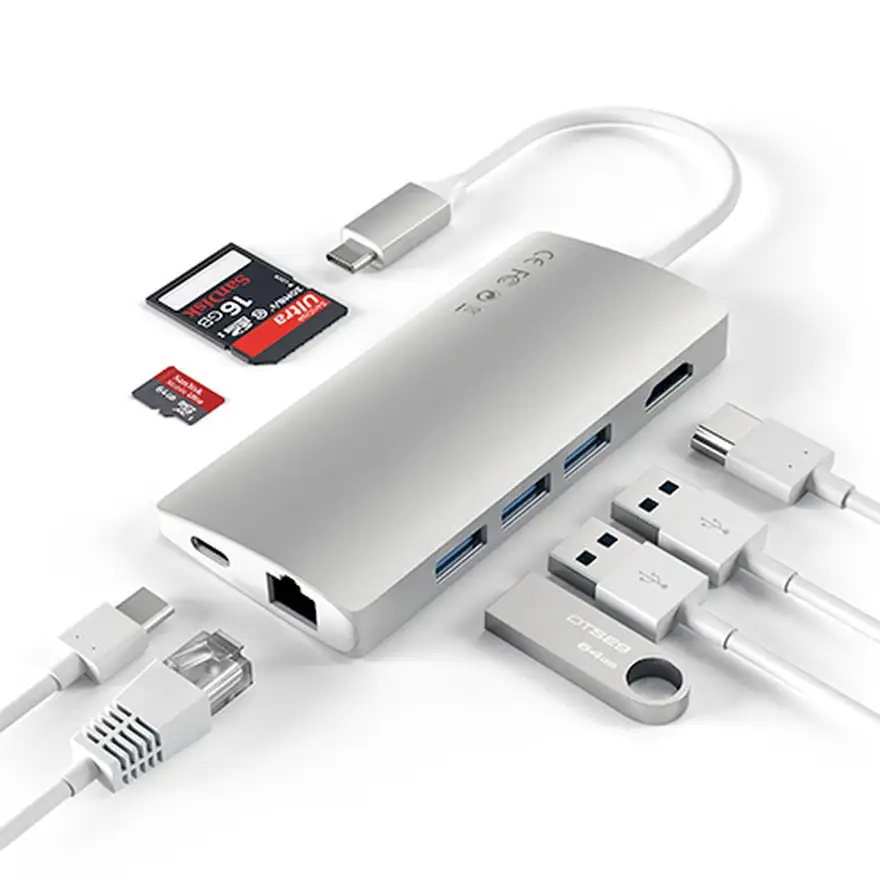 Satechi USB-C Multiport adaptér 4K 8ports - Silver
