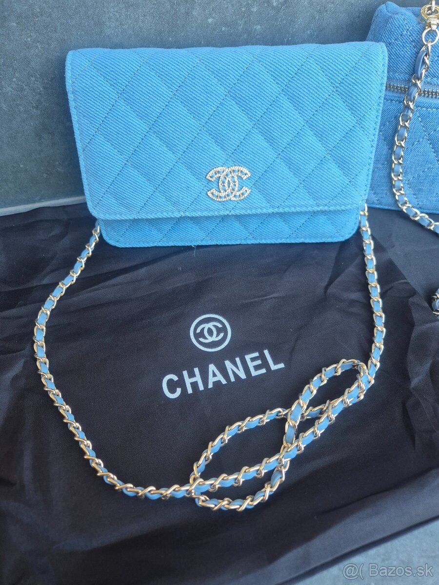 Nová luxusná CHANEL WOC jeans modra