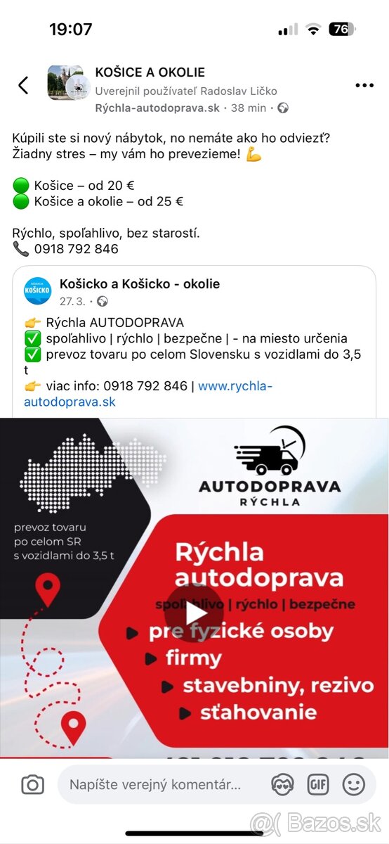 Autodoprava a sťahovanie za nízke ceny Košice