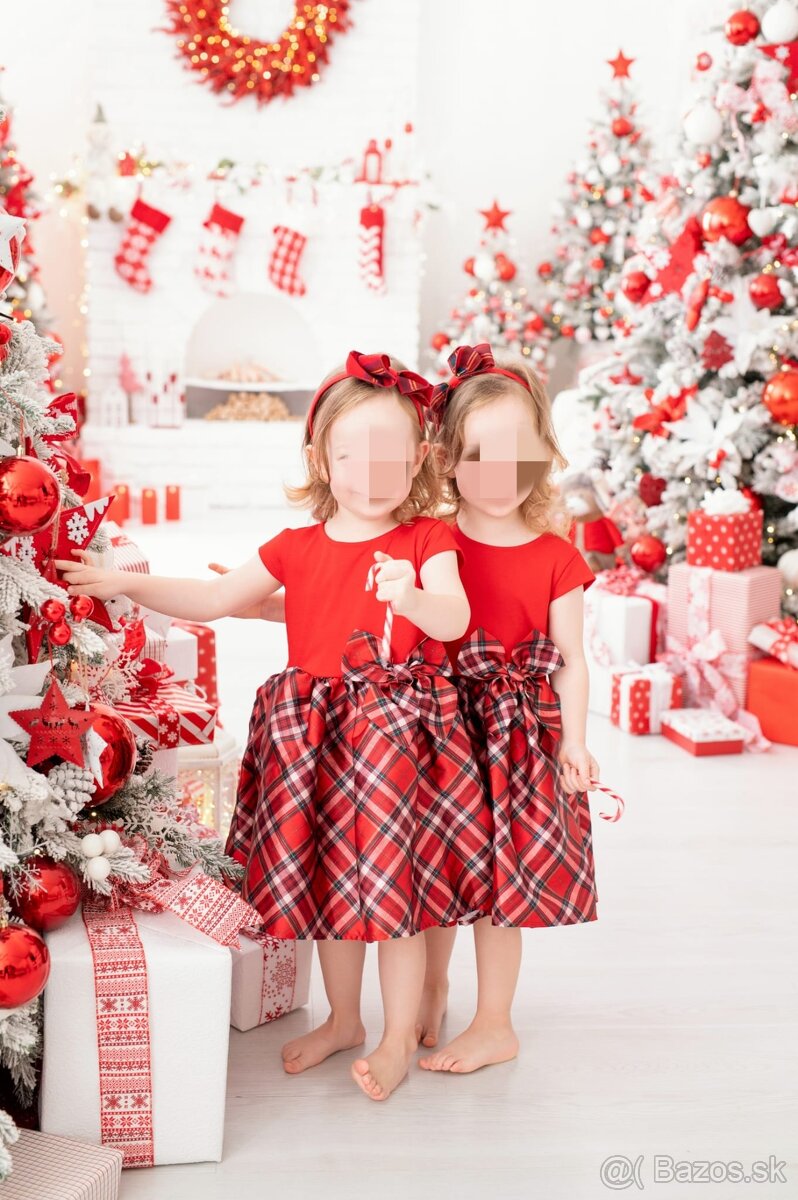 Vianočné šaty H&M pre dvojičky / vianočné fotenie 98/104