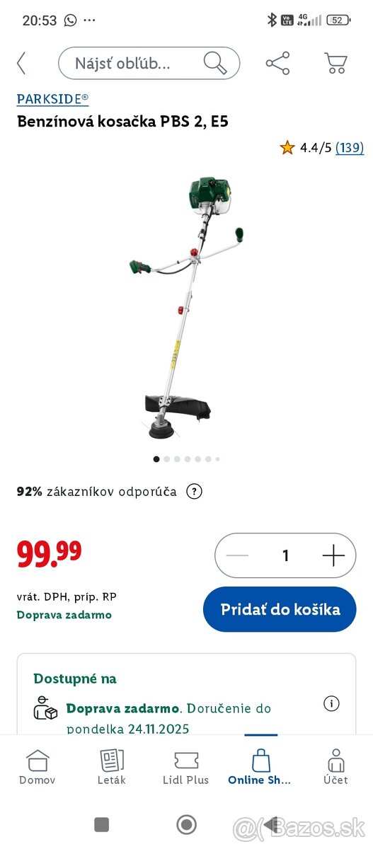 Vyžínač, krovinorez Parkside, NOVÝ