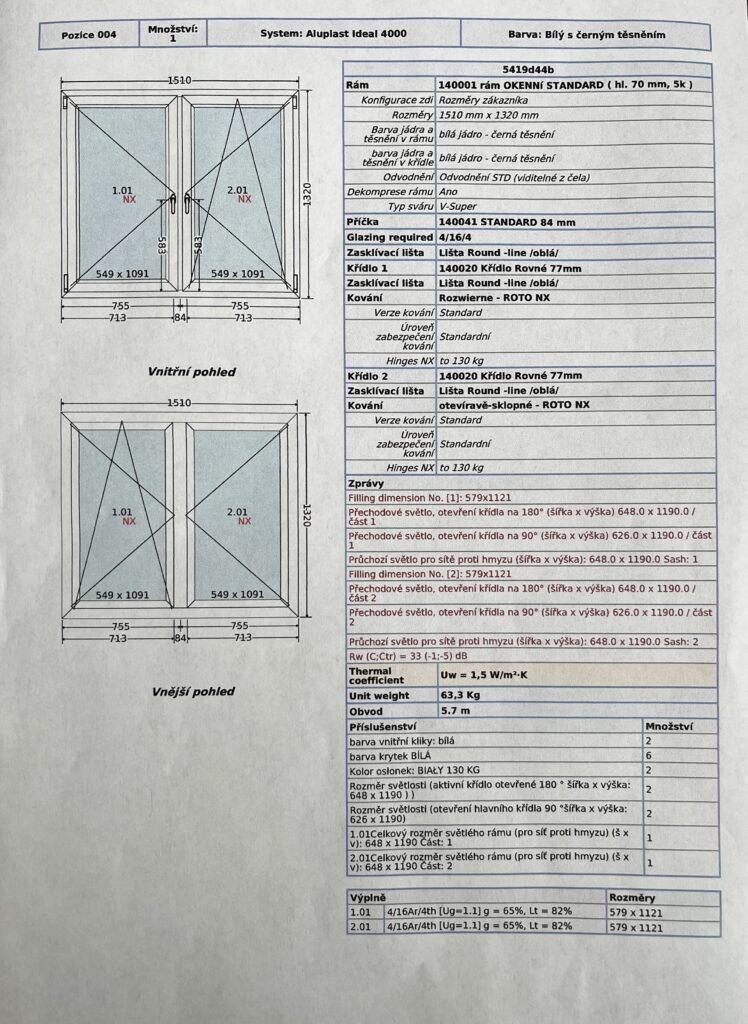 Plastové okno 1510 x 1320 mm