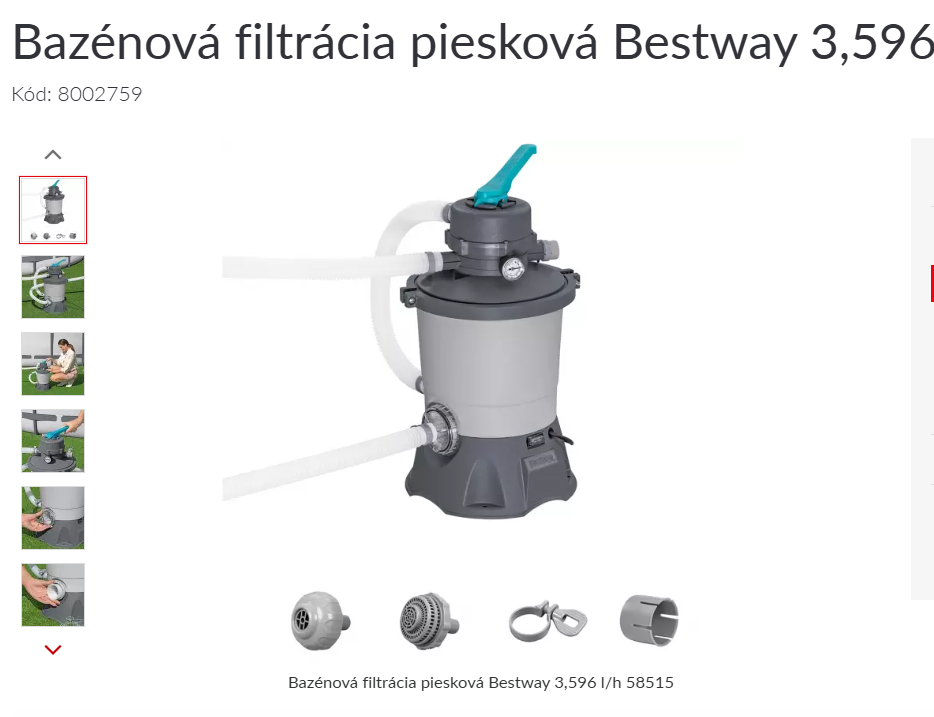 Bazénová filtrácia piesková Bestway 3,596 l/h 58515