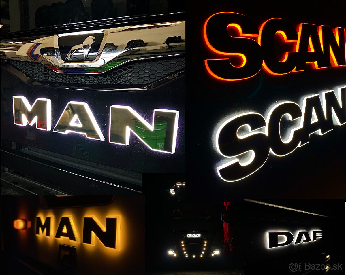 LED podsvietený nápis Tuning TIR MAN DAF SCANIA Grill