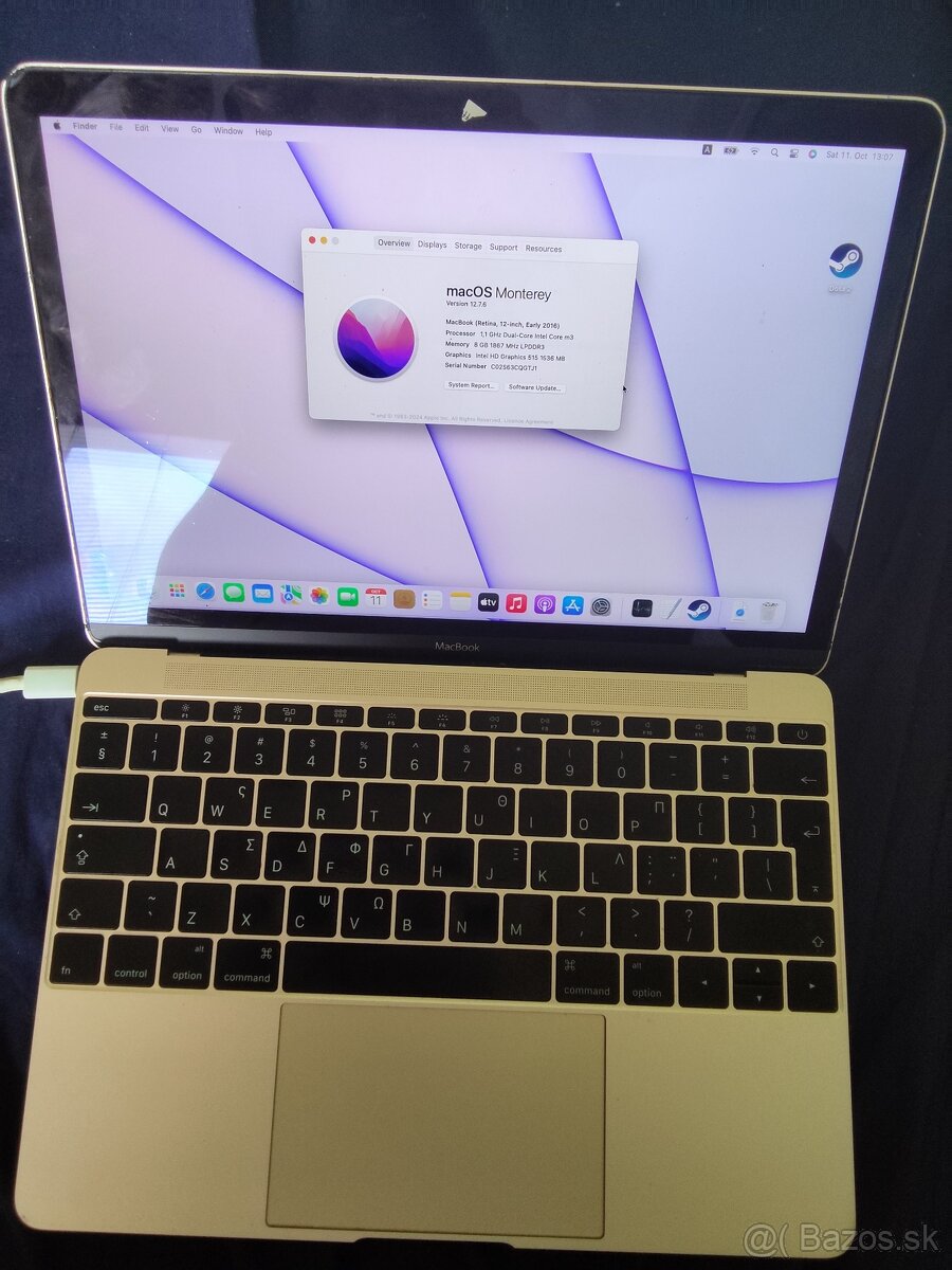 MacBook 12" Gold  M3 8GB ram 2016 NAJMENSI APPLE LAPTOP