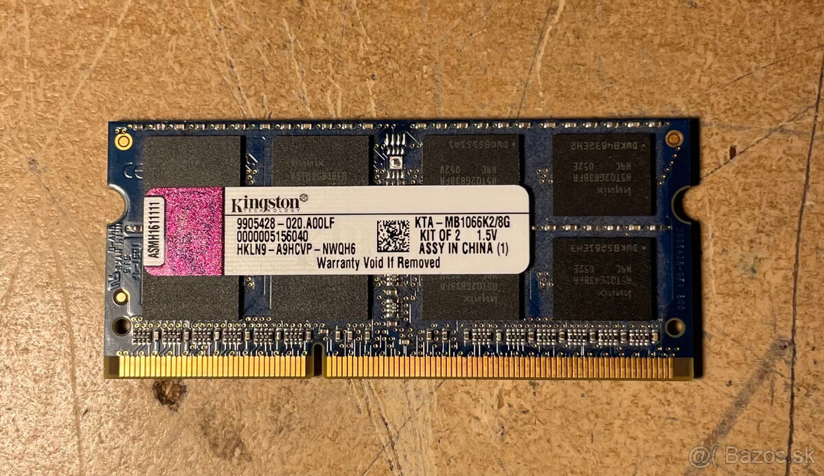 16G = 2x8GB RAM z Apple stroja - KTA-MB1066K2/8G