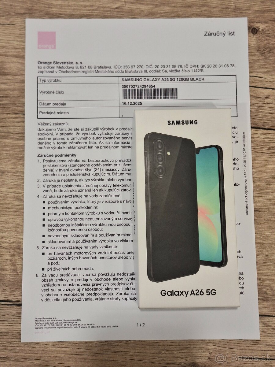 Samsung Galaxy A26 5G 6GB/128GB, záruka do 12/2027
