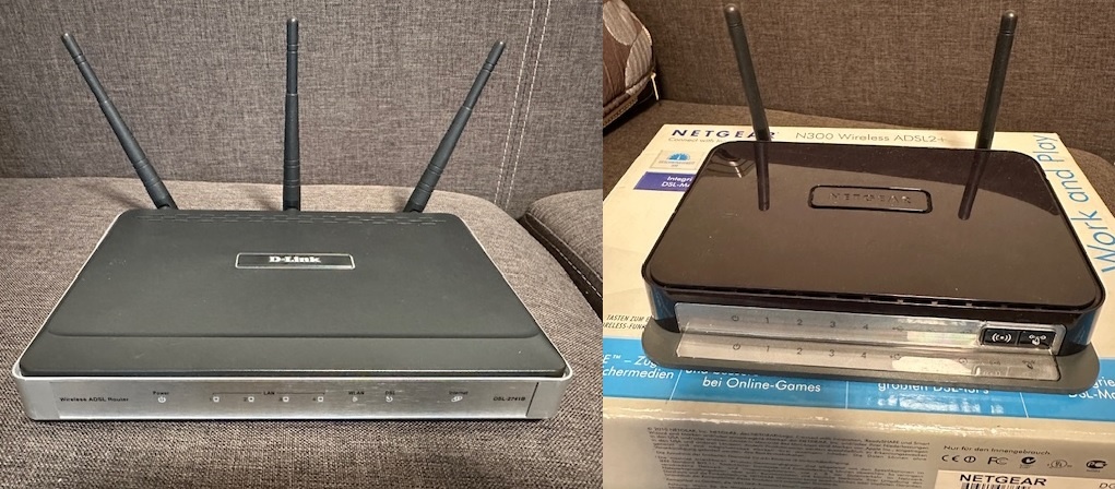 ADSL+ router, switch, WiFi DLINK, Netgear