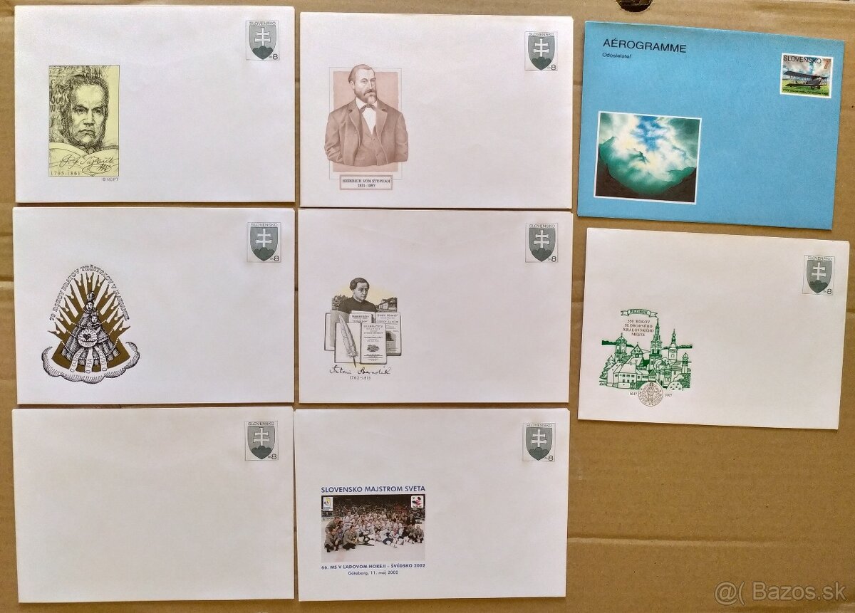 Známky - súbor 7ks poštových obálok a aerogram.