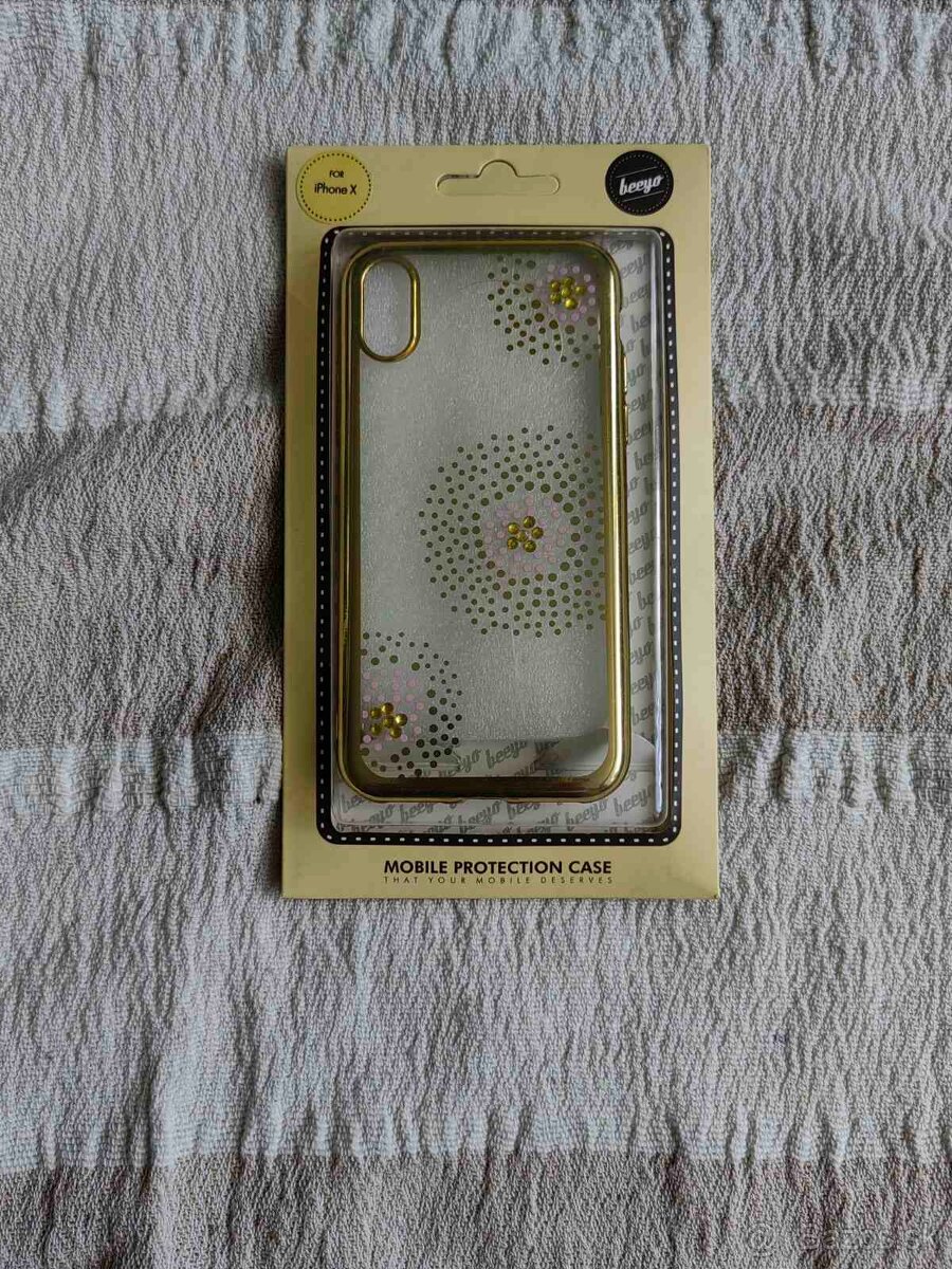 Obal zadný zlatý s kamienkami na Iphone X/XS