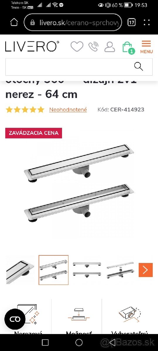 Predám sprchový žľab