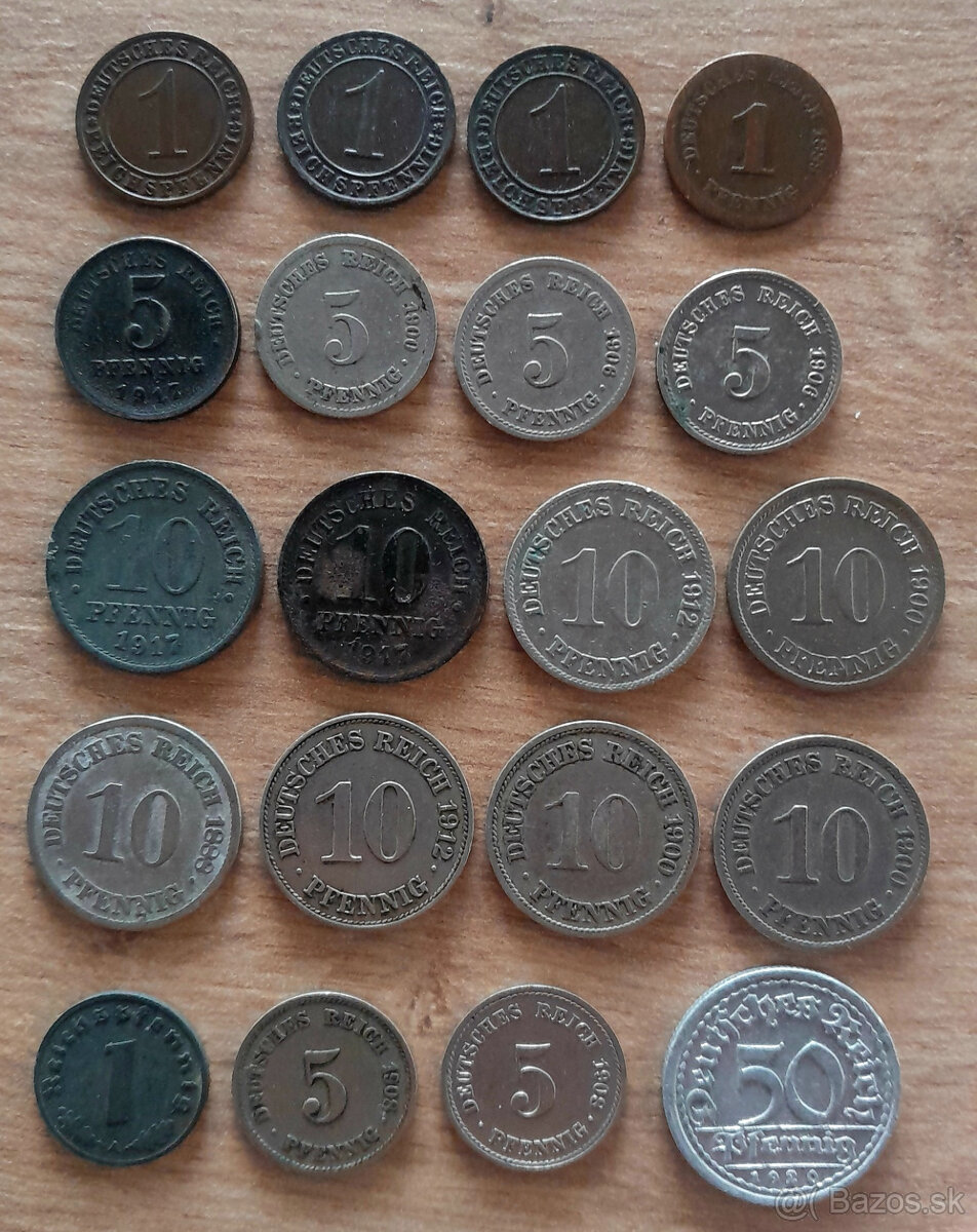 Staré nemecké mince.