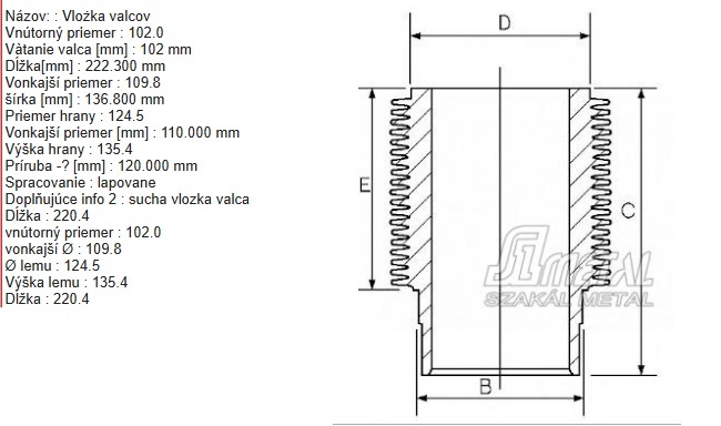 Vlozka valcov sucha BF6L 913C BF4L 913