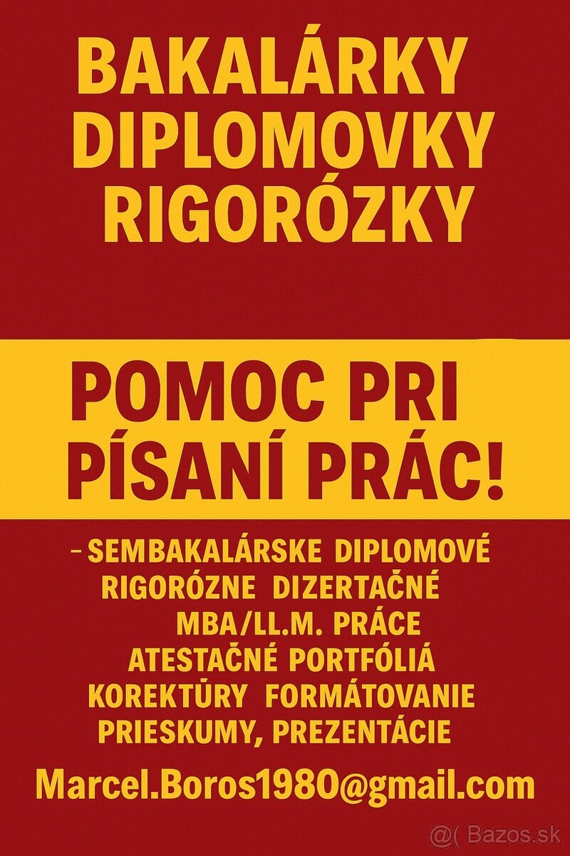 Expresné vypracovanie bakalárok, diplomoviek, rigoróznych