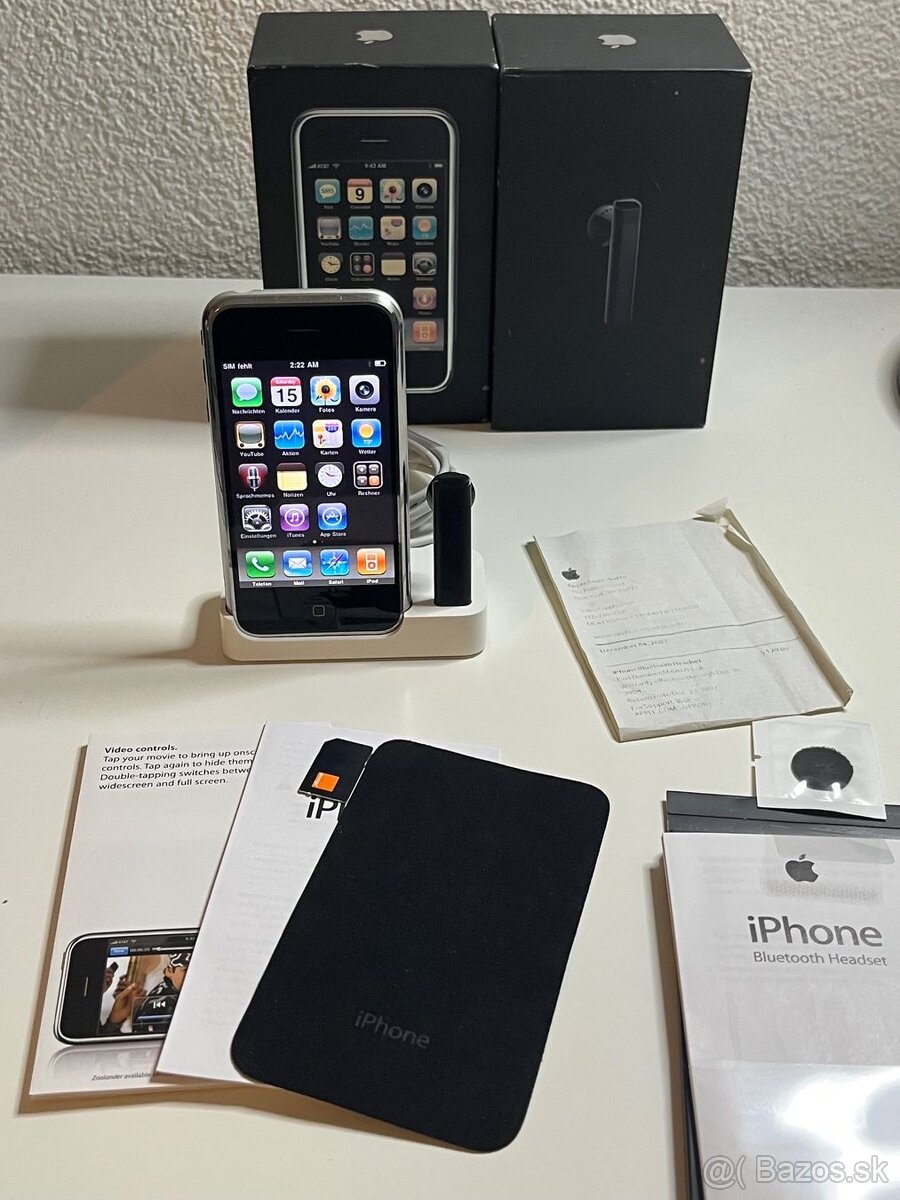 iPhone 2G 8GB Komplet set + iPhone bluetooth headset