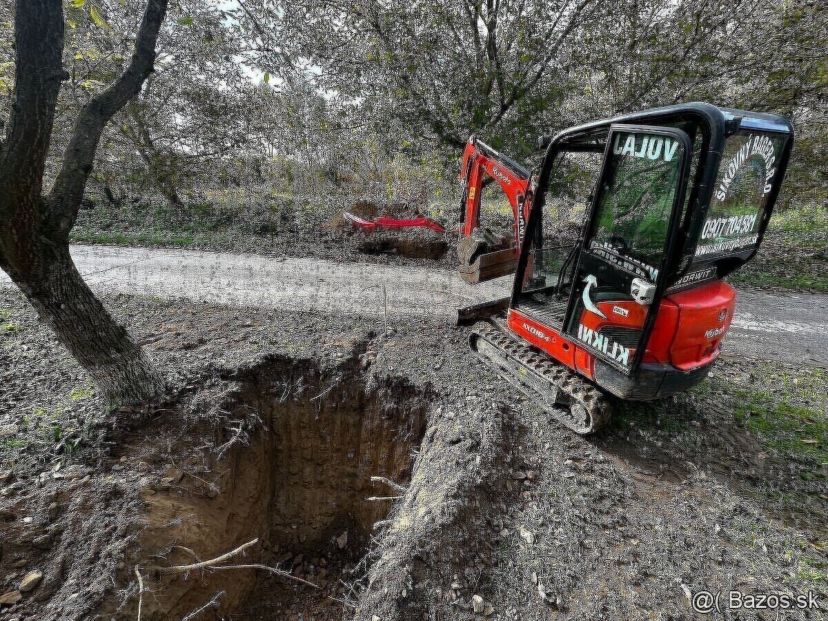 Zemné práce a výkopove práce minibagrom Kubota , bager