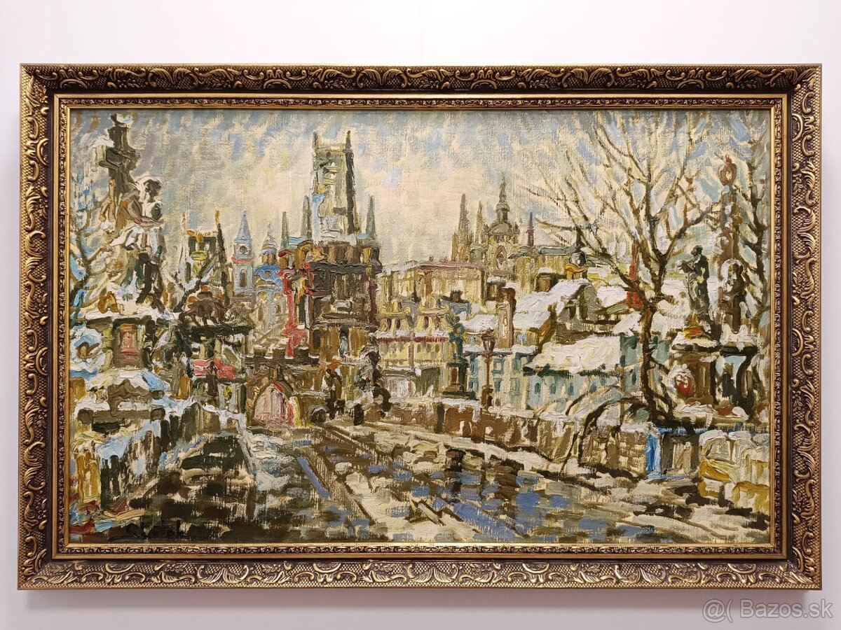 Obraz Karel Šustek, Praha Karlův most, olej na plátně 78x117