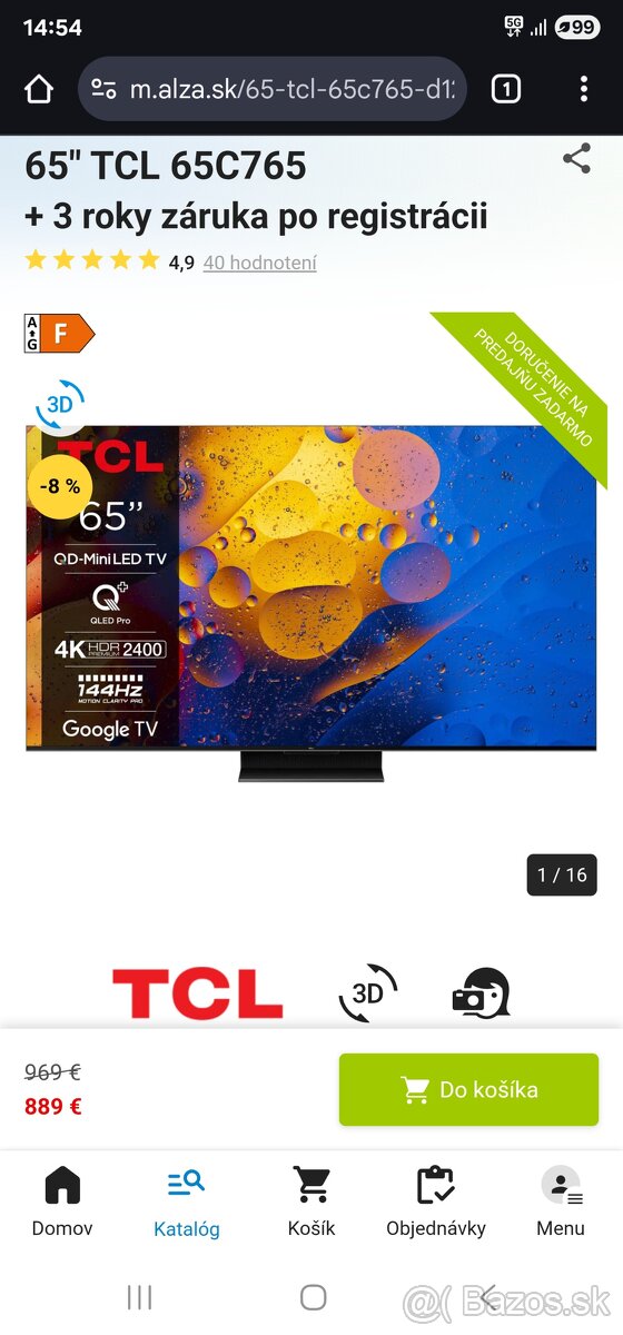 TCL C765 Smart QD-Mini LED TV 65" 4K UHD