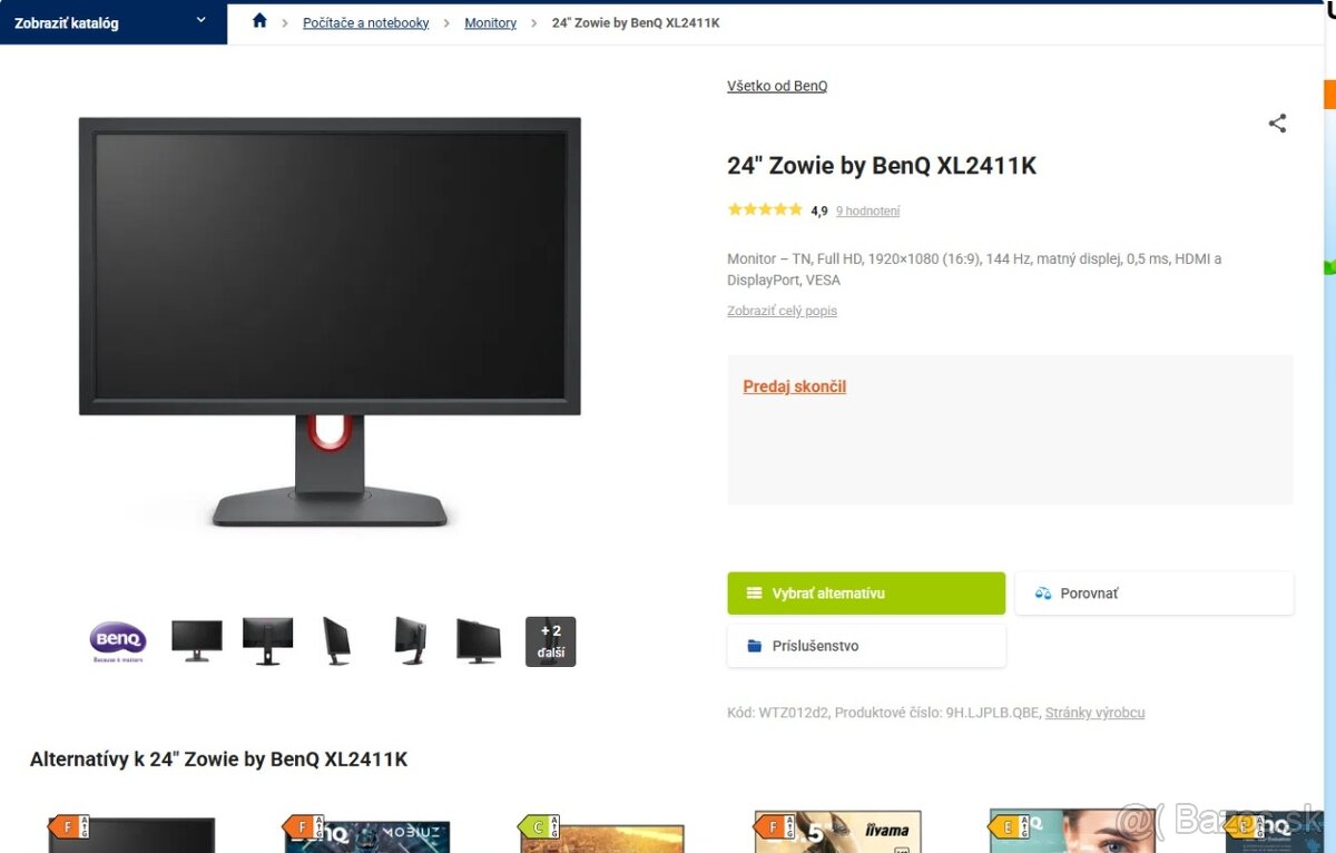 24" Zowie by BenQ XL2411K 144hz