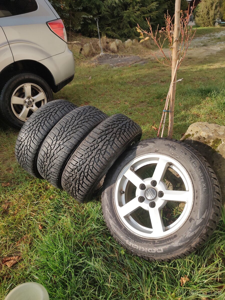 R15 Volvo – alu disky 5×108 + zimné Nokian WR D4 (195/60 R15