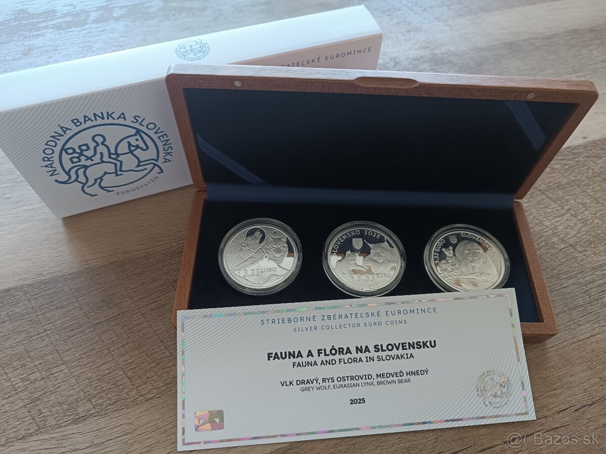 sada slovenskych strieborných euromincí 3 x 3,33 €