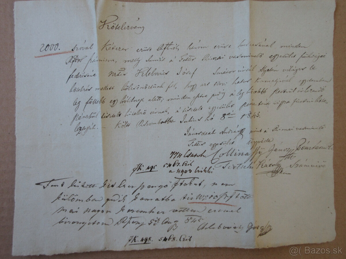 Listina r. 1845 Rimavská Sobota