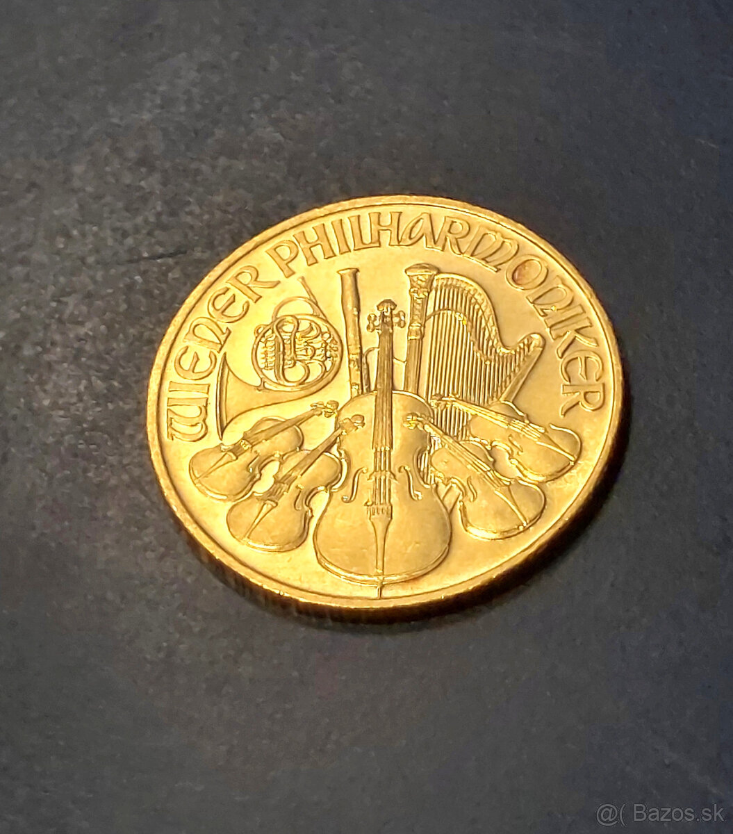 Zlatá invest. minca, mince, Wiener Philharmoniker 1/4 oz
