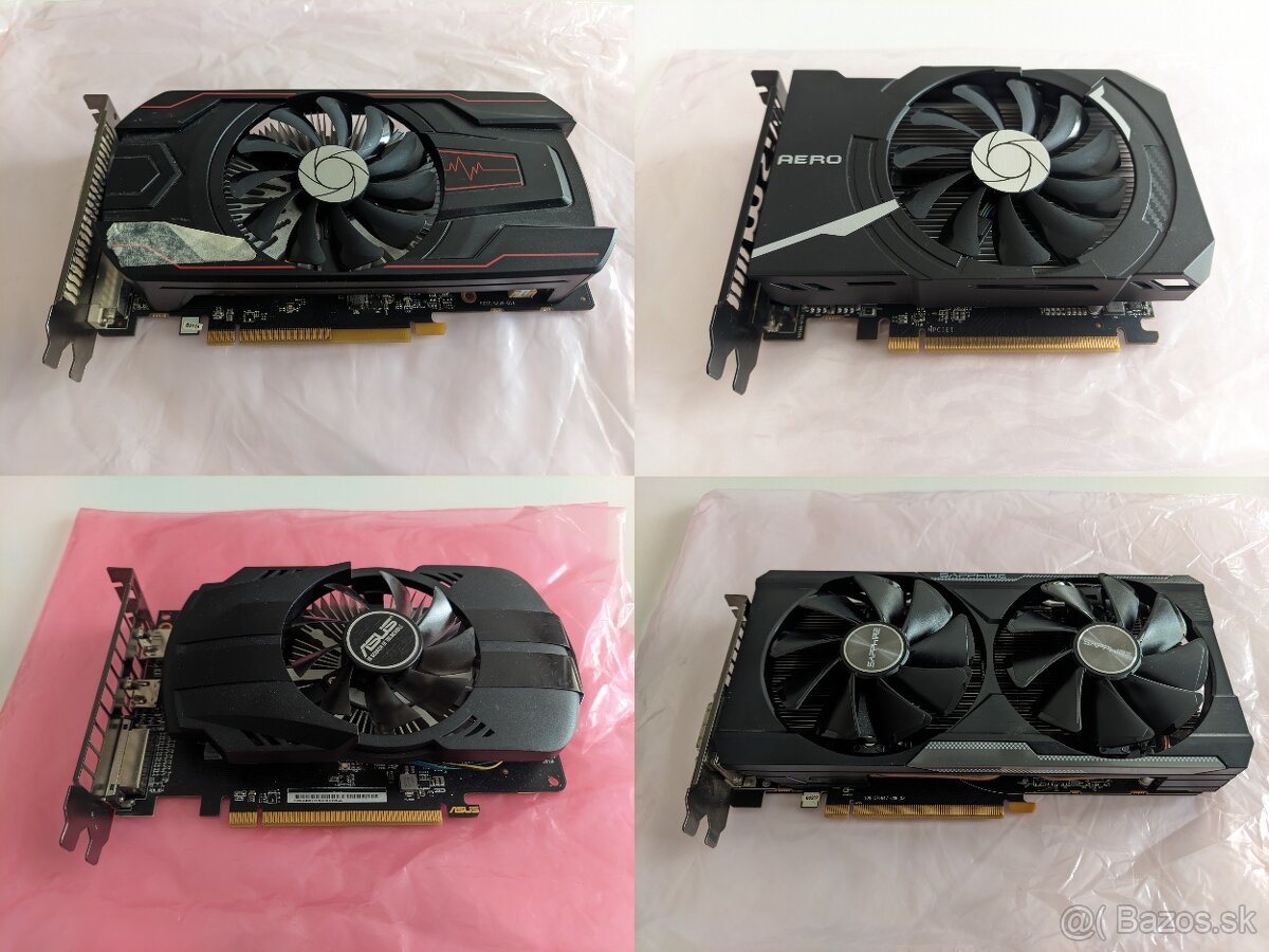 Grafické karty 2x RX560, 1x RX550, 1x R7 380 (nefunkčné)