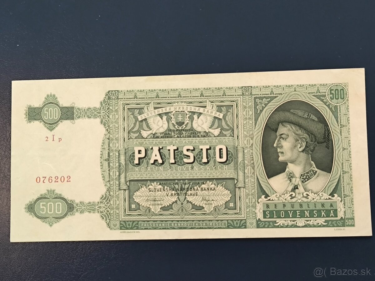 500 korún Slovenských, neperforovaná