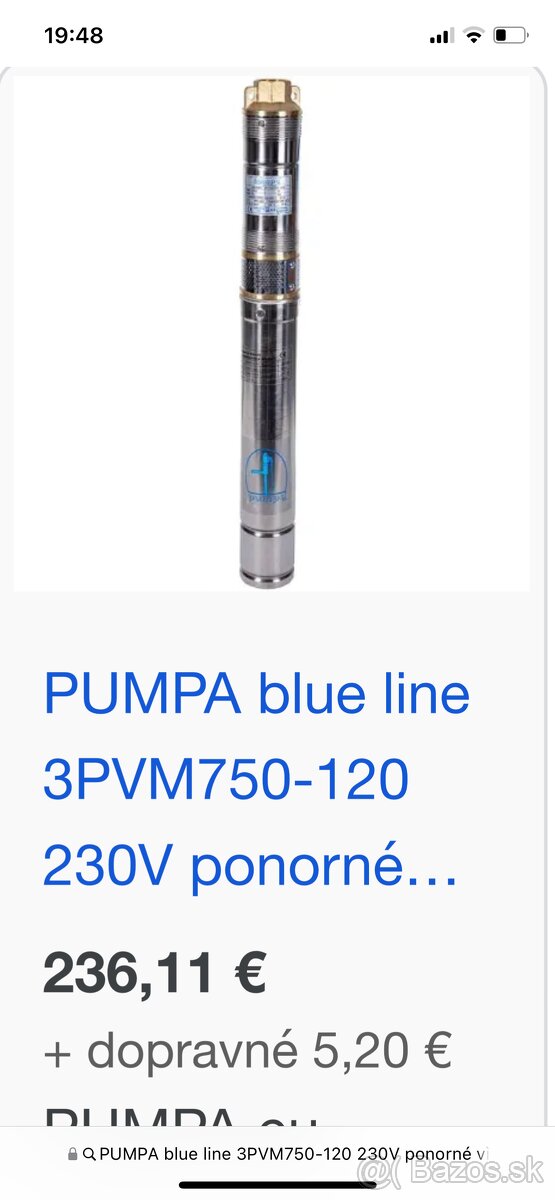 PUMPA blue line 3PVM750-120 230V ponorné vretenové 3“ čerpad